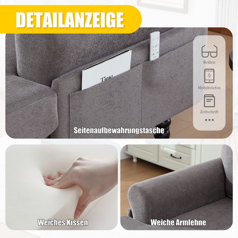 Fauteuil inclinable chenille minimaliste,pieds bois,dossier confortable,accoudoirs et poches latérales,pour bureaux-Chi