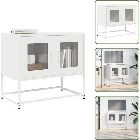 TV-Schrank Weiß 68x39x60,5 cm Kaltgewalzter Stahl - TV-Schrank - TV-Schränke - Lowboard - Fernsehschrank