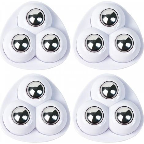 Lot de 4 mini roulettes pivotantes autocollantes blanches avec 3 billes en acier inoxydable pour seau à serpillière, bacs de rangement(3,7 x 3,7 cm) (1/5)