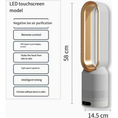 Ventilador de escritorio de 58 cm con 8 velocidades y función de temporizador, ideal para salón y dormitorio (color dorado, 1 unidad, enchufe estándar europeo). (1/5)