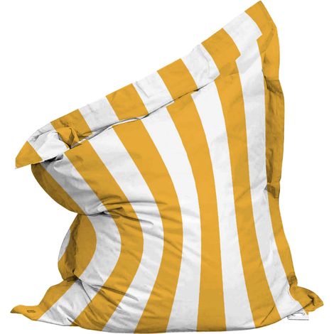 Housse vide de pouf rayé XXL imperméable 180x145 cm jaune et blanc