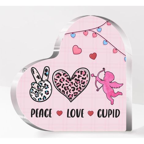 Plaque décorative cœur en acrylique à poser, cadeau familial pour papa maman sœur（15 cm) (1/4)