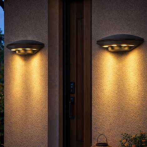 2x LED Außen Bereich Wand Lampen Balkon ALU anthrazit Terrassen Leuchten
