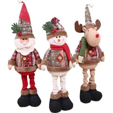 Décoration De Sapin De Noël - Père Noël Bonhomme De Neige Cerf - Décorations Festives Pour Arbre De Noël Intérieur Extérieur - Lot De 3 (1/5)