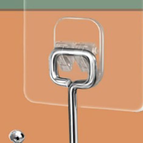Lot de 5 crochets adhésifs pour suspendre des objets. Crochets muraux robustes en acier inoxydable et ABS transparent sans joint, pour la chambre, le salon, la cuisine et la salle de bain. Grande tail (1/5)