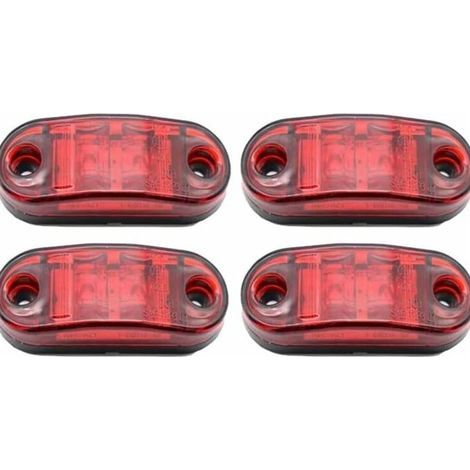 4 Packs LED Side Marker Lights, 12-24V White Red Double Side Warning Lights Truck Trailer Parking Lights Clearance Lights