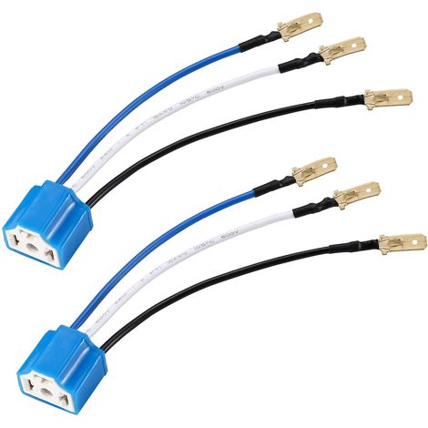 2 Pezzi Adattatore Connettore H4 Ceramica, Presa H4 9003 HB2 per Fari Auto Camion Barca, Kit Cablaggio 3 Pin per Retrofit Fari e Antinebbia. (1/4)