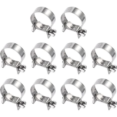 10pcs Collier De Serrage Pour Injection De Carburant 19-21mm Ajustable En Acier Inoxydable 304 Mini Collier Pour Tuyau De Gaz Pour Automotive Agriculture Plomberie Diesel Essence (1/5)