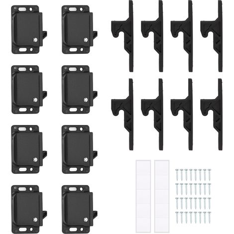 Ortviai Serrure de Placard pour Camping-car – Lot de 8 Pièces en ABS Noir, Résistant à la Pression (5 lb), Facile à Installer (1/5)