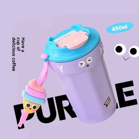 Mug isotherme (violet, 450 ml), acier inoxydable 316, étanche, idéal pour les voyages et les activités de plein air.
