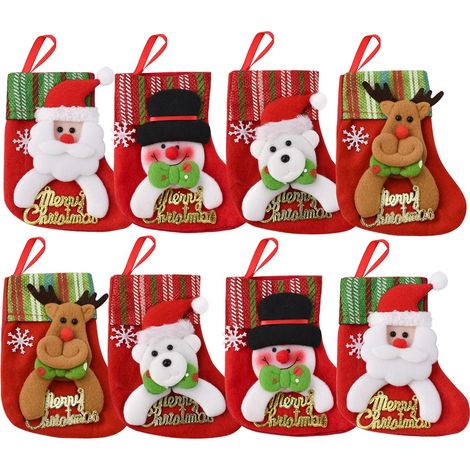 Adornos para el árbol de Navidad, adornos para calcetines navideños, bolsas de dulces, Papá Noel, muñeco de nieve, reno, adornos de osos, calcetines navideños y de Año Nuevo. (1/5)