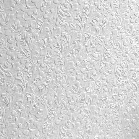 Anaglypta White Paintable Floral Wallpaper Vinyl Wall Ceilings Washable Embossed