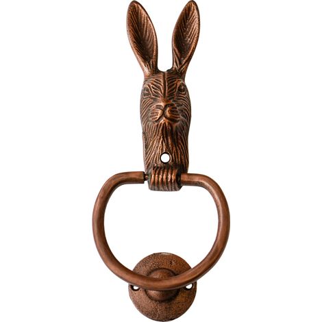 Cast Iron Hare Door Knocker - Iron - L4 x W10.5 x H23.5 cm - Antique Copper