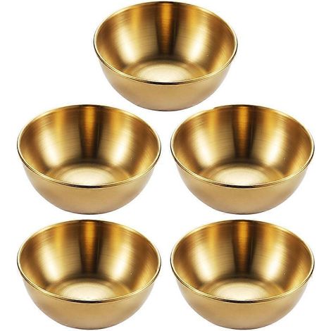 Plateau de service 5 pièces en acier inoxydable pour apéritifs, sauces et épices-8X2.5CM-Golden (1/4)