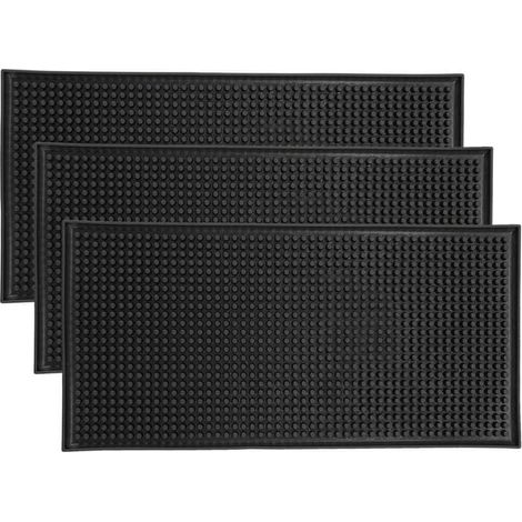 Lot de 3 tapis de service de bar en caoutchouc antidérapant, tapis de séchage pour verre, comptoir, café, whisky, cocktail, pour cuisine, bar, restaur (1/5)
