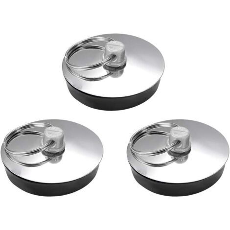 Set of 3 rubber sink plugs with ring, 35 mm, durable, easy to clean, for bathtub, kitchen, bathroom