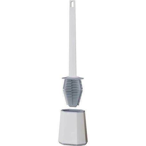 Brosse WC murale à suspendre, support en plastique, brosse polygonale en silicone pour salle de bain, ensemble d'accessoires de toilette, brosse et support (1/4)