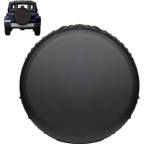 GDHZS- Housse de roue de secours universelle pour voiture, SUV, camion, en cuir épais, imperméable, anti-poussière, protection contre le soleil, la pluie, la neige, noire, convient aux pneus de diamè (1/5)