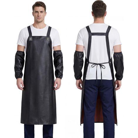 Tablier Imperméable Tablier de Travail PVC Résistant Huile et Eau 110x80cm Tablier Boucher Homme et Femme Apron pour Jardinage Barbecue Boucherie Laboratoire Soin Animaux