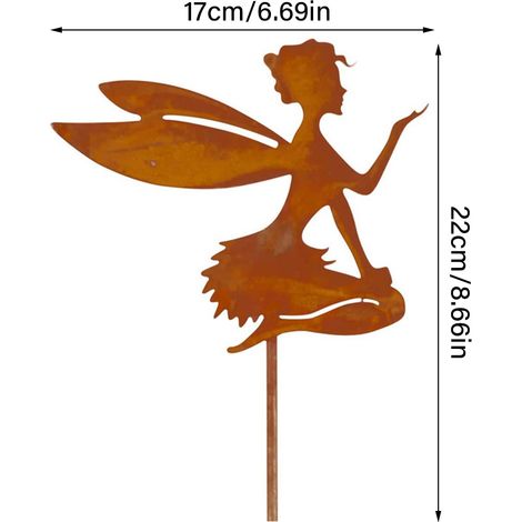 Piquets décoratifs de jardin en métal, silhouette de fée, décoration printanière pour jardin extérieur (1/5)