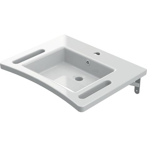 AKW – Vasque suspendue PMR en pierre synthétique 600 x 480 x 130 mm – Design ergonomique avec poignée de préhension – Charge max 150 kg (1/5)