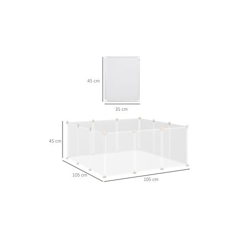 Enclos modulable blanc pour petits animaux en métal et résine PP avec 12 panneaux et montage DIY pour maison, salon et chambre (1/5)