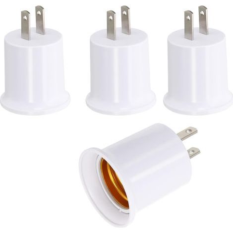E26/E27 Lampenfassung-Adapter, 4-teiliges Set, 100-250V AC, 2-poliger polarisierter US-Stecker, wandelt einen Wandstecker in eine Schraubfassung für Glühbirnen um. (1/5)