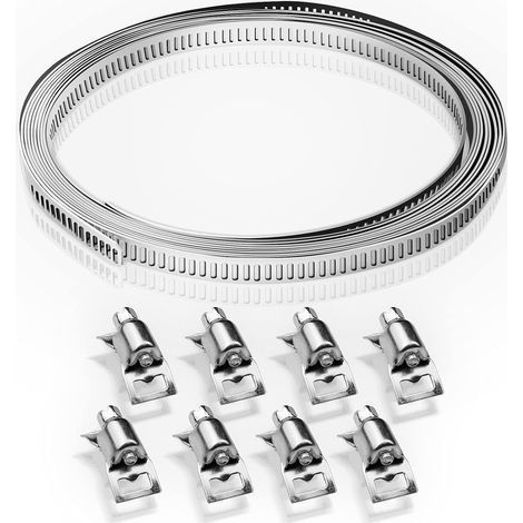 CSPARKV 8 Pièces Colliers de Serrage en Acier Inoxydable Colliers Serrage Métalliques Clip de Tuyau Réglable Attaches Pour La Fixation Des Tuyauxincluses(300X0.8cm) (1/5)