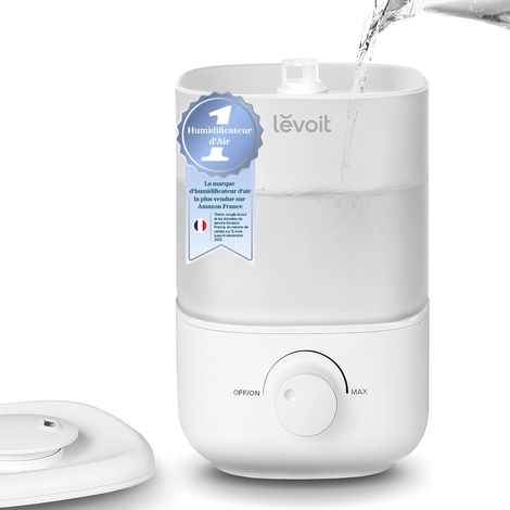 Humidificateur d'air bébé Top-Fill, 2.5 L Jusqu'à 25H, 23 dB Silencieux, Arrêt Auto, Buse à 360°, Mini Conception avec Bouton facile à utiliser sans BPA pour Chambre, Blanc (1/5)