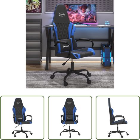 Massagestuhl -  Gaming-Stuhl mit Massagefunktion Schwarz und Blau Kunstleder (1/5)