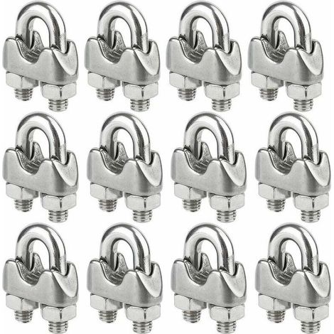 Lot de 12 serre-câbles inox pour câble métal diamètre 4mm (M4) (1/5)