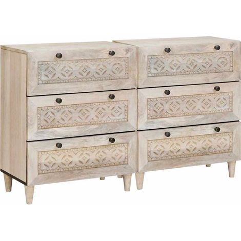 Vitrina 2 pcs 120 x 33,5 x 75 cm madera maciza de mango