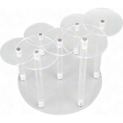 Présentoir acrylique 7 étages élégant pour cupcakes, plateau de présentation raffiné pour desserts, bijoux et cosmétiques, support rotatif décoratif haut de gamme (1/5)