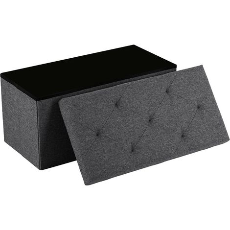 Nemora 75 - Ottomanen-Truhe 76x38x38 cm Aufbewahrungs-Pouf Fußhocker aus Grauem Stoff