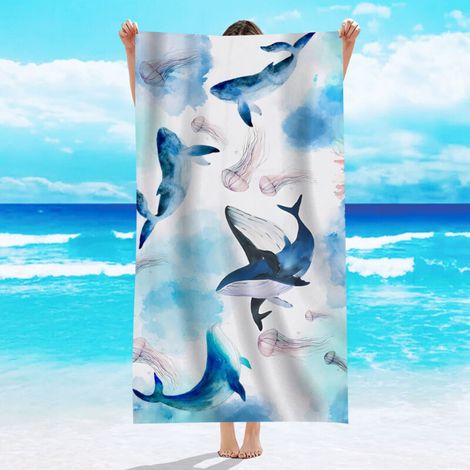 Serviette de plage 70x150 cm, serviette de plage simple face en velours, serviette de bain en microfibre, absorbant la transpiration, protection solaire, série absorbant l'eau