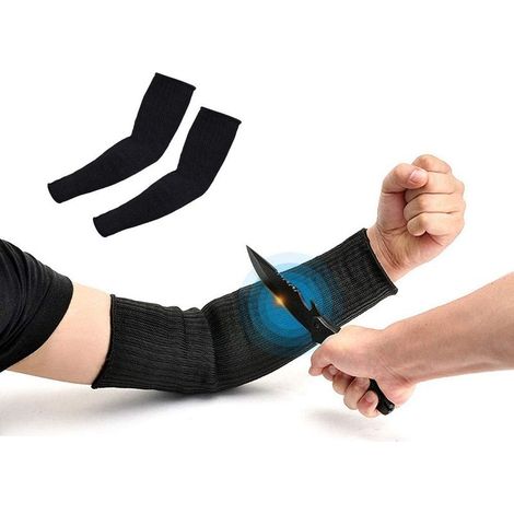 Armschutz – Schwarze, schnittfeste Kevlar-Manschette. Schnitt-, feuer- und abriebfester Armschutz für den Einsatz in der Outdoor-Küche. 1 Paar (1/5)