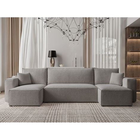 Wohnlandschaft Sofa mit Schlaffunktion ADARA in Stoff Centaur Grau