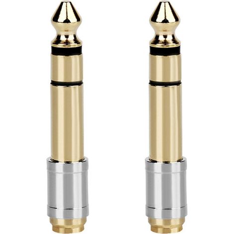 Deux adaptateurs 6,35 mm vers 3,5 mm, connecteurs audio pour casque 6,35 mm vers 3,5 mm, mâle 1/4 pouce vers femelle 1/8 pouce. (1/5)
