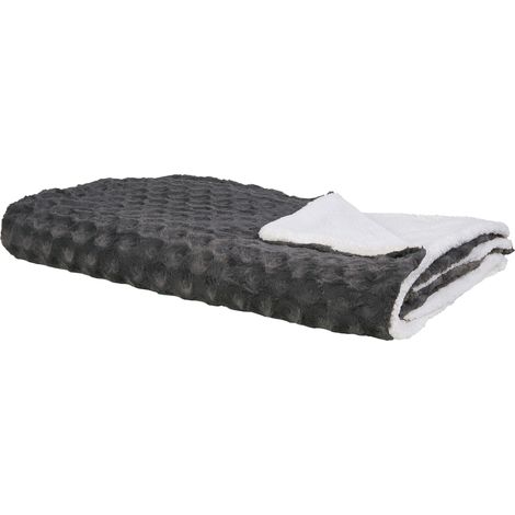 Manta de poliéster gris oscuro blanco 200 x 220 cm colcha cubrecama Kandilli