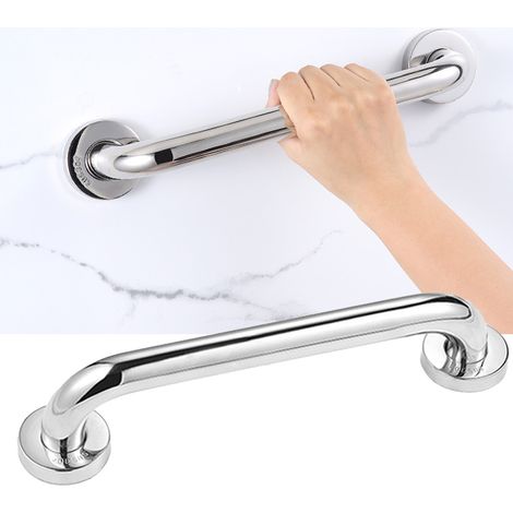 Lot de 2 barres d'appui de sécurité de 40 cm en acier inoxydable épais pour salle de bain, adaptées aux personnes handicapées et aux personnes âgées. (1/5)