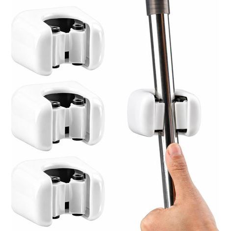 Set mit 3 selbstklebenden Wandhalterungen für Besen und Mopps, geeignet für Bad, Büro, Küche, Garage und Garten. (1/5)