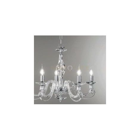 LAMPADARIO 1306 12 LUCI TRASPARENTE E CROMO ATTACCO E14 D.100CM