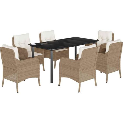 Maison Exclusive - Set comedor de jardín 7 pzas con cojines ratán (1/5)