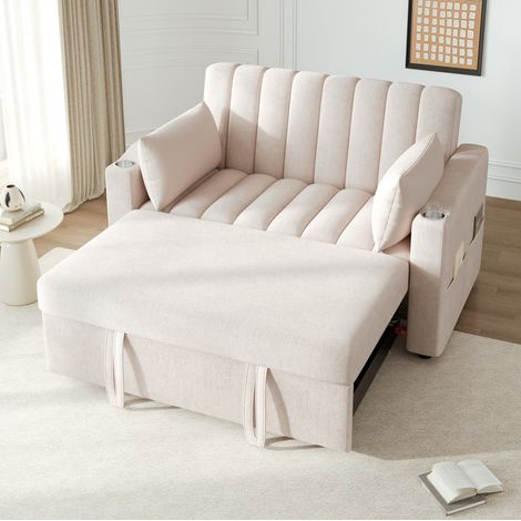 canape convertible 2 places dossier réglable beige OKMYHOME (1/5)