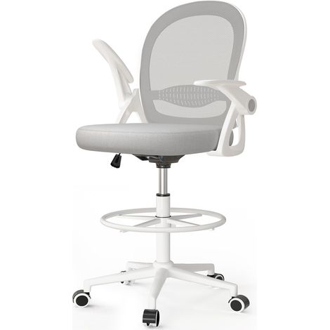 Ergonomic Office Chair with Footrest Flip-Up Arms Grey (1/5)