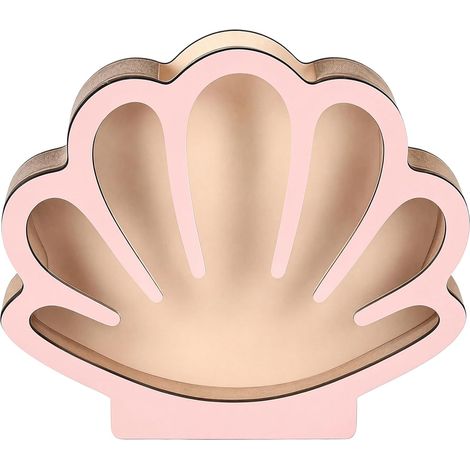 Boîte de rangement en bois avec panneau en acrylique - Boîte décorative multifonction en bois pour coquillages, verre de mer, petits objets (rembourré rose) (1/5)