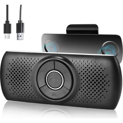 Kit mains libres pour voiture, kit mains libres avec clip, assistant Siri Assistant, Bluetooth 5.0, fente pour carte TF, microphone intégré, haut-parleur, musique, GPS, téléphone (1/5)