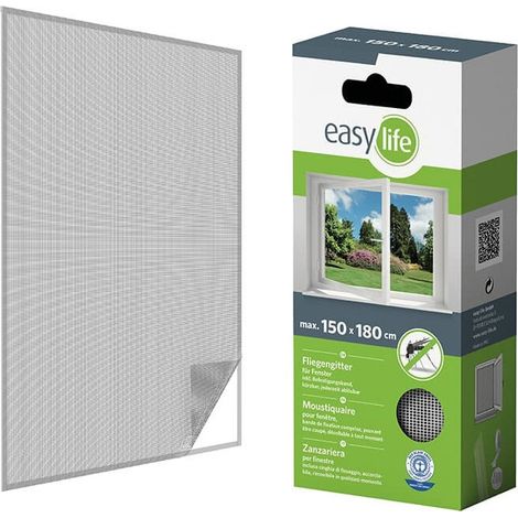 Store Menuiserie – Moustiquaire sans perçage 150 x 180 cm – Fibre polyester résistante – Installation autocollante – Couleur anthracite discrète (1/5)