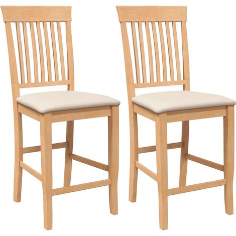 Maison Exclusive - Barhocker mit Kissen 2 Stk. Natur Massivholz G