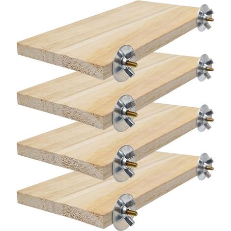 Juego de 4 piezas de perchas para loros，plataformas de madera para trepar para chinchillas，escalones de madera，hámsteres y jerbos，8 x 15 cm (1/5)